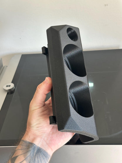 BMW E30 Dual Cup Holder Insert 12V Socket Custom Fit Black