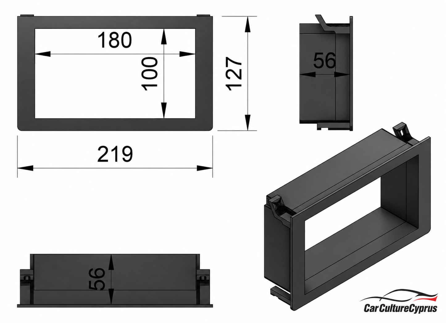 Saab 9-3 2DIN Radio Dash Adapter Frame – Double DIN Stereo Bezel