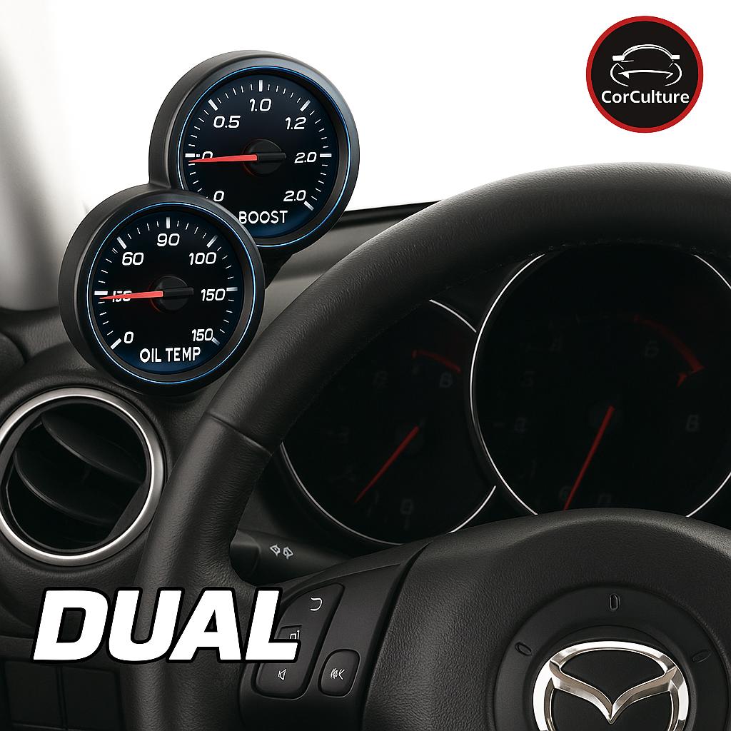 Mazda RX-8 Gauge Holder: 52mm, Single/Dual, Left/Right Hand Drive Compatible, Black