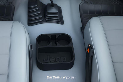Jeep YJ Cup Holder & Tray Insert – Dual Holders with Mug Handle Reliefs black