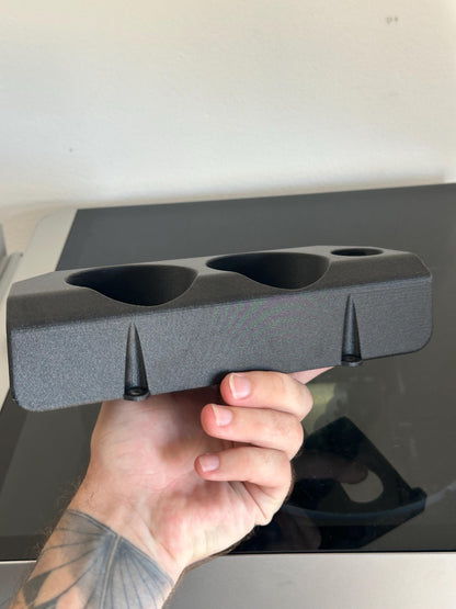 BMW E30 Dual Cup Holder Insert 12V Socket Custom Fit Black