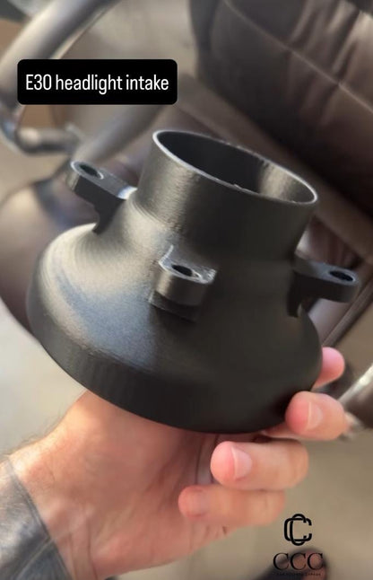 BMW E30 Intake Duct: High Beam Delete, Track/Drift Mod Black