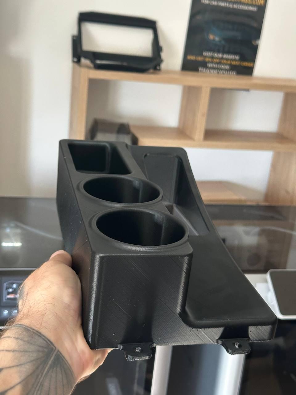 Suzuki Samurai Cup Holders Center Console – 2 Cups & Storage Tray black
