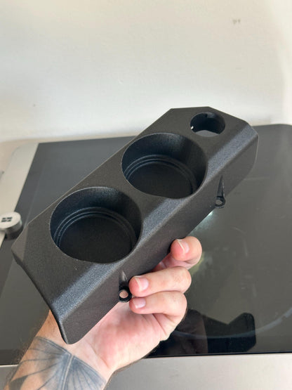 BMW E30 Dual Cup Holder Insert 12V Socket Custom Fit Black