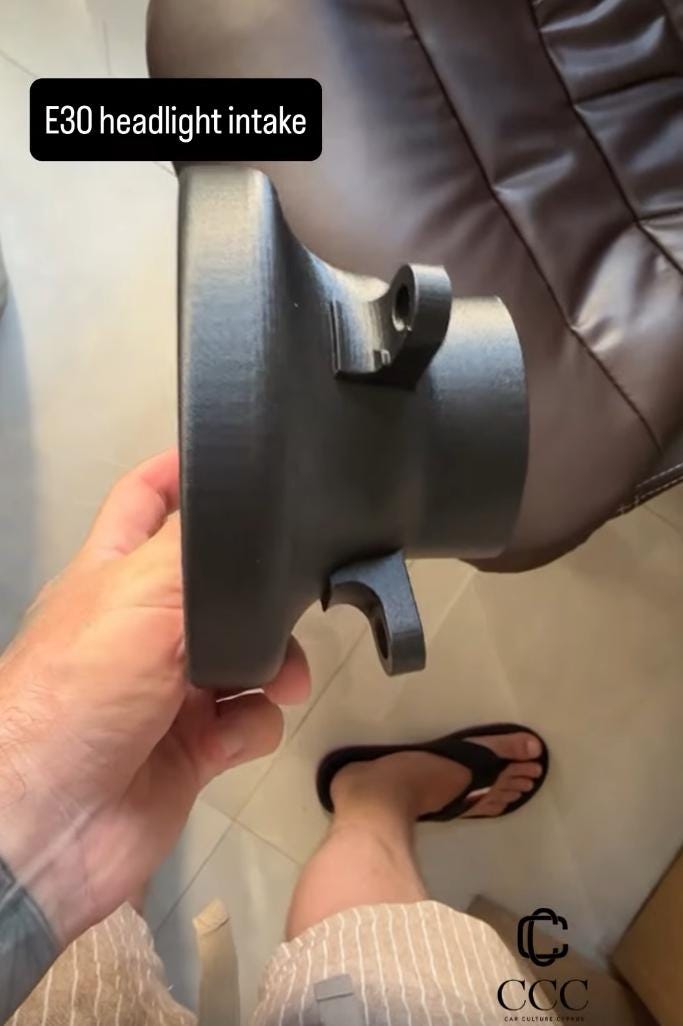 BMW E30 Intake Duct: High Beam Delete, Track/Drift Mod Black