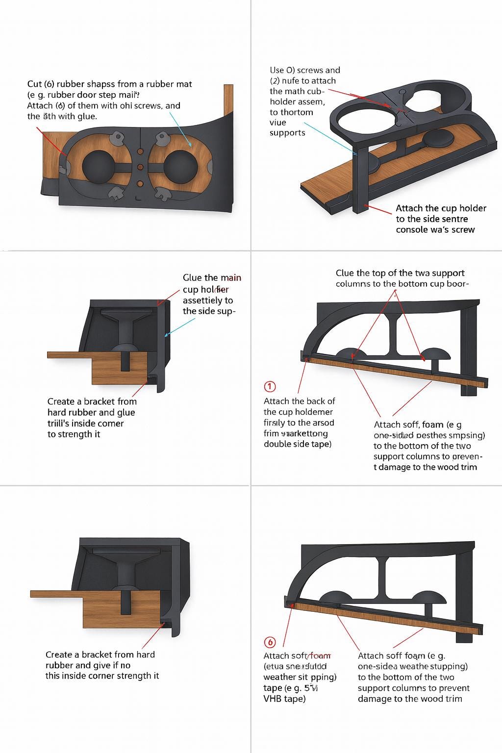 BMW E39 Front Cup Holder – DIY Kit (Automatic, Left & Rright Versions) black