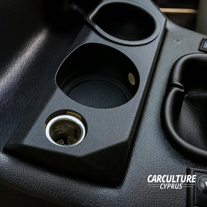 BMW E30 Dual Cup Holder Insert 12V Socket Custom Fit Black