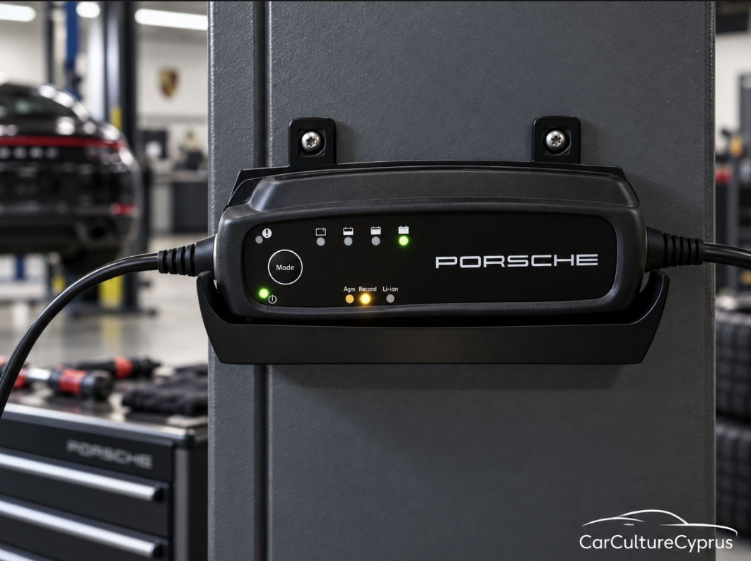 CTEK Battery Charger Maintainer Wall Mount Holder with Porsche Logo