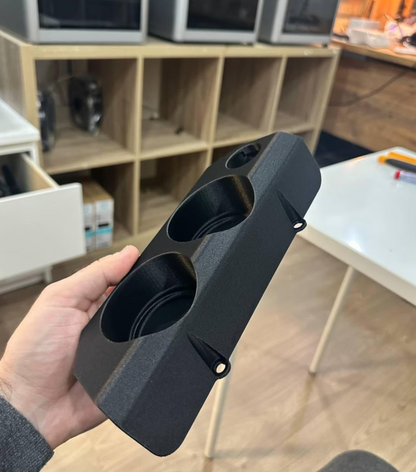BMW E30 Dual Cup Holder Insert 12V Socket Custom Fit Black
