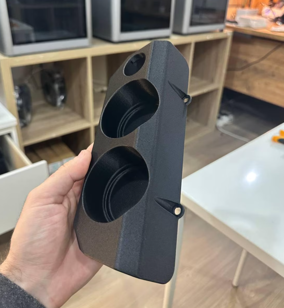 BMW E30 Dual Cup Holder Insert 12V Socket Custom Fit Black