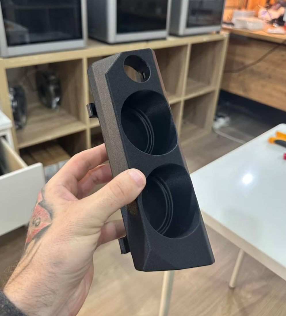 BMW E30 Dual Cup Holder Insert 12V Socket Custom Fit Black