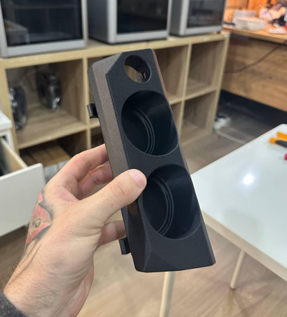 BMW E30 Dual Cup Holder Insert 12V Socket Custom Fit Black