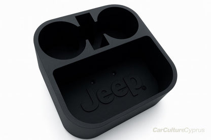 Jeep YJ Cup Holder & Tray Insert – Dual Holders with Mug Handle Reliefs black