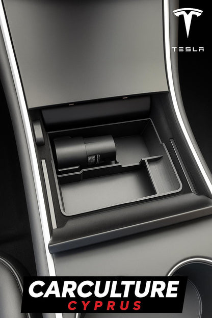 Tesla Model 3 Center Console Tray with J1772 Adapter Slot, EV Organizer, Car Storage, Tesla Interior Accessories