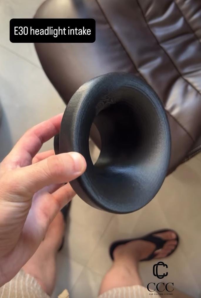 BMW E30 Intake Duct: High Beam Delete, Track/Drift Mod Black