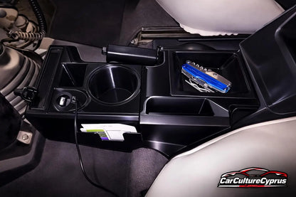 Toyota Land Cruiser 70 Series (VDJ79) Centre Console – Storage & Cup Holder Upgrade black.