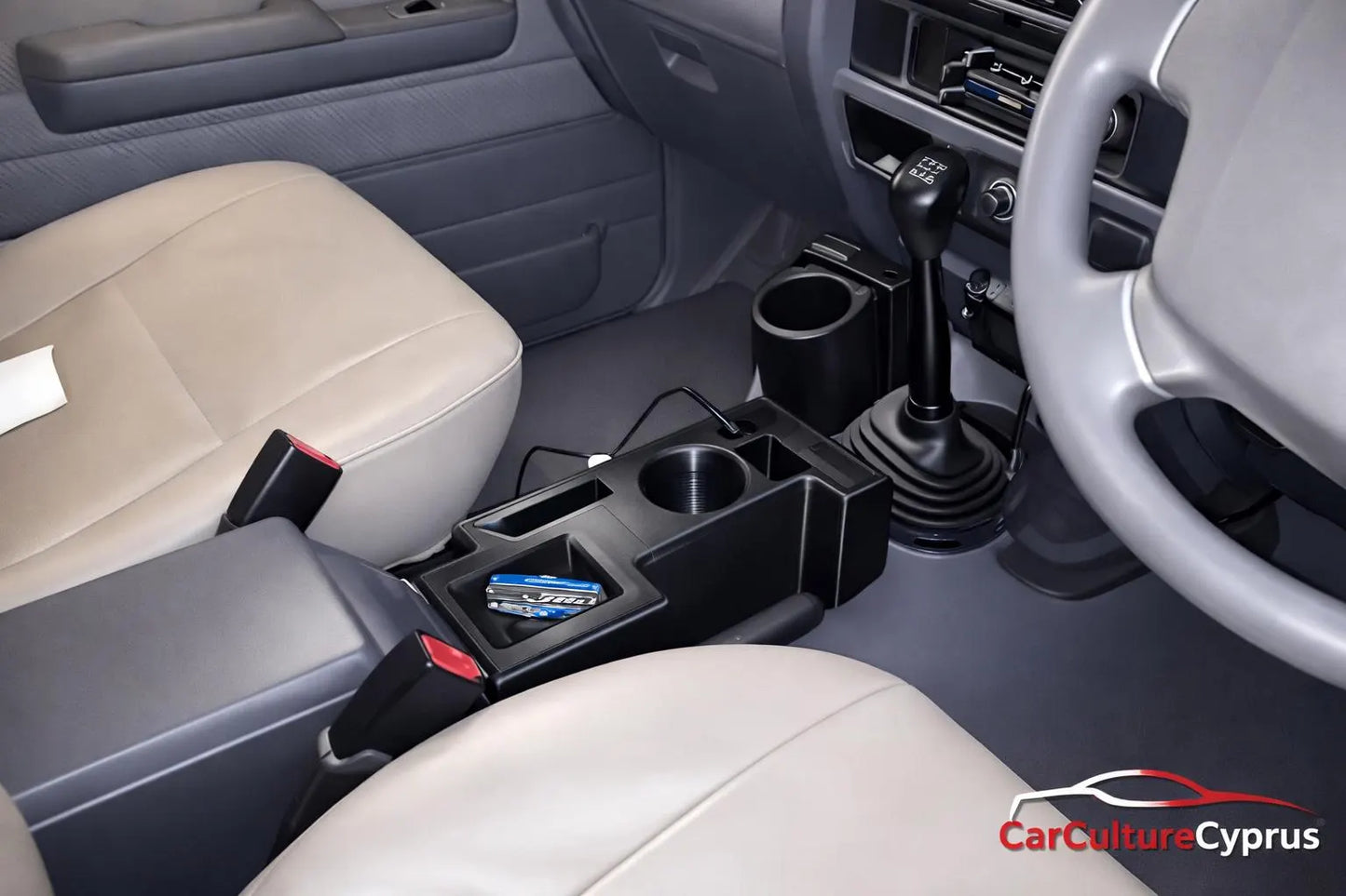 Toyota Land Cruiser 70 Series (VDJ79) Centre Console – Storage & Cup Holder Upgrade black.