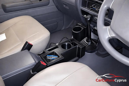 Toyota Land Cruiser 70 Series (VDJ79) Centre Console – Storage & Cup Holder Upgrade black.