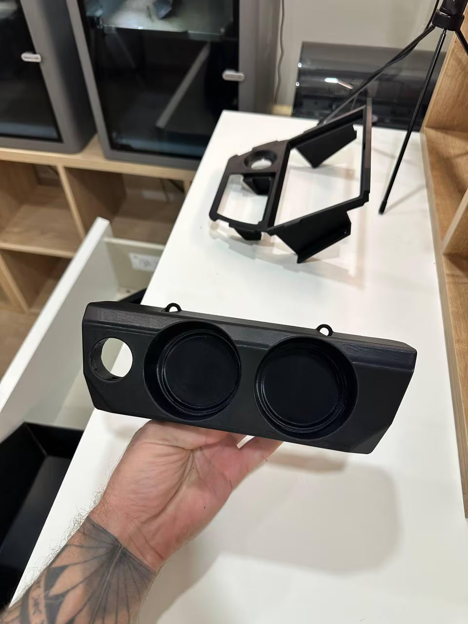 BMW E30 Dual Cup Holder Insert 12V Socket Custom Fit Black