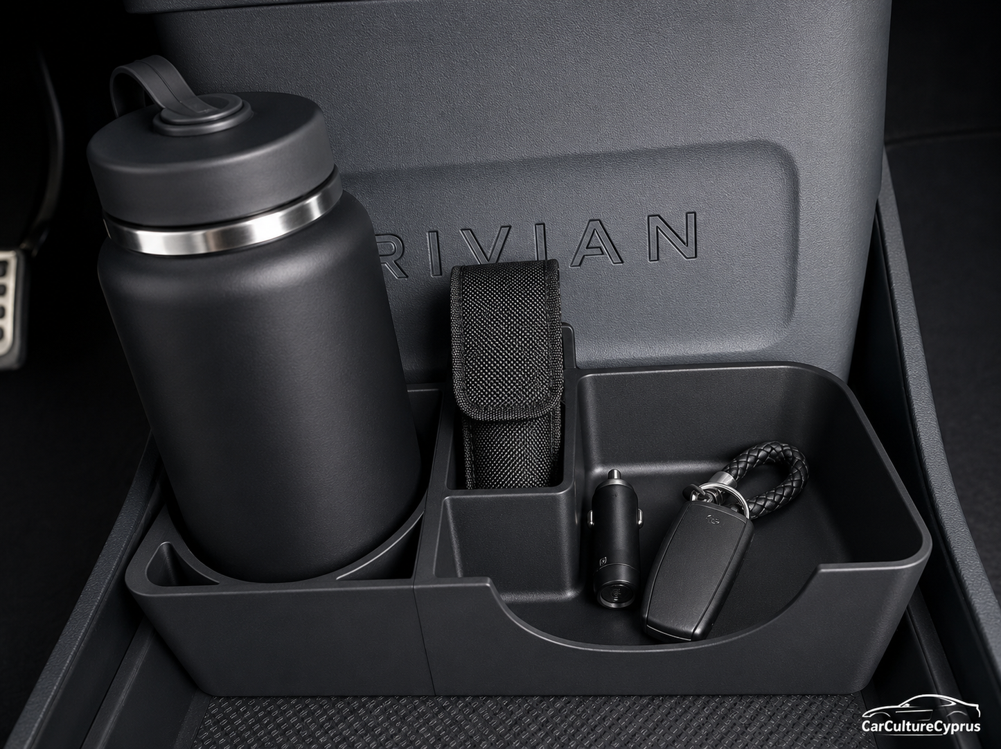 Rivian R1T / R1S Floor Bottle Organizer – Small or Large Storage Tray